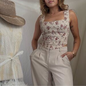 Floral Cream Crop Top
